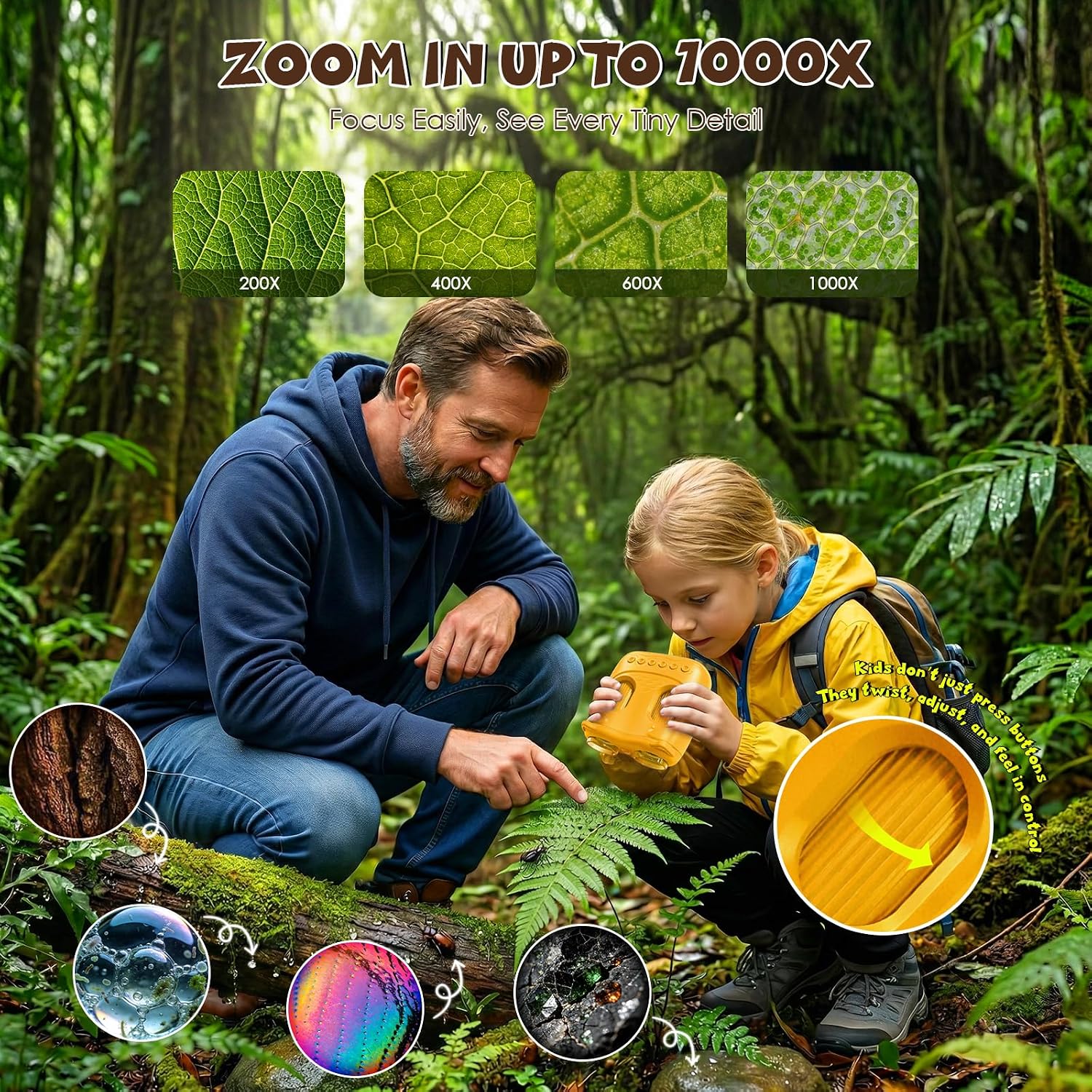 Detalle de ARNSSIEN 2 in 1 Microscopio Bambini e Telescopio: esplorazione digitale per bambini 3–12 anni