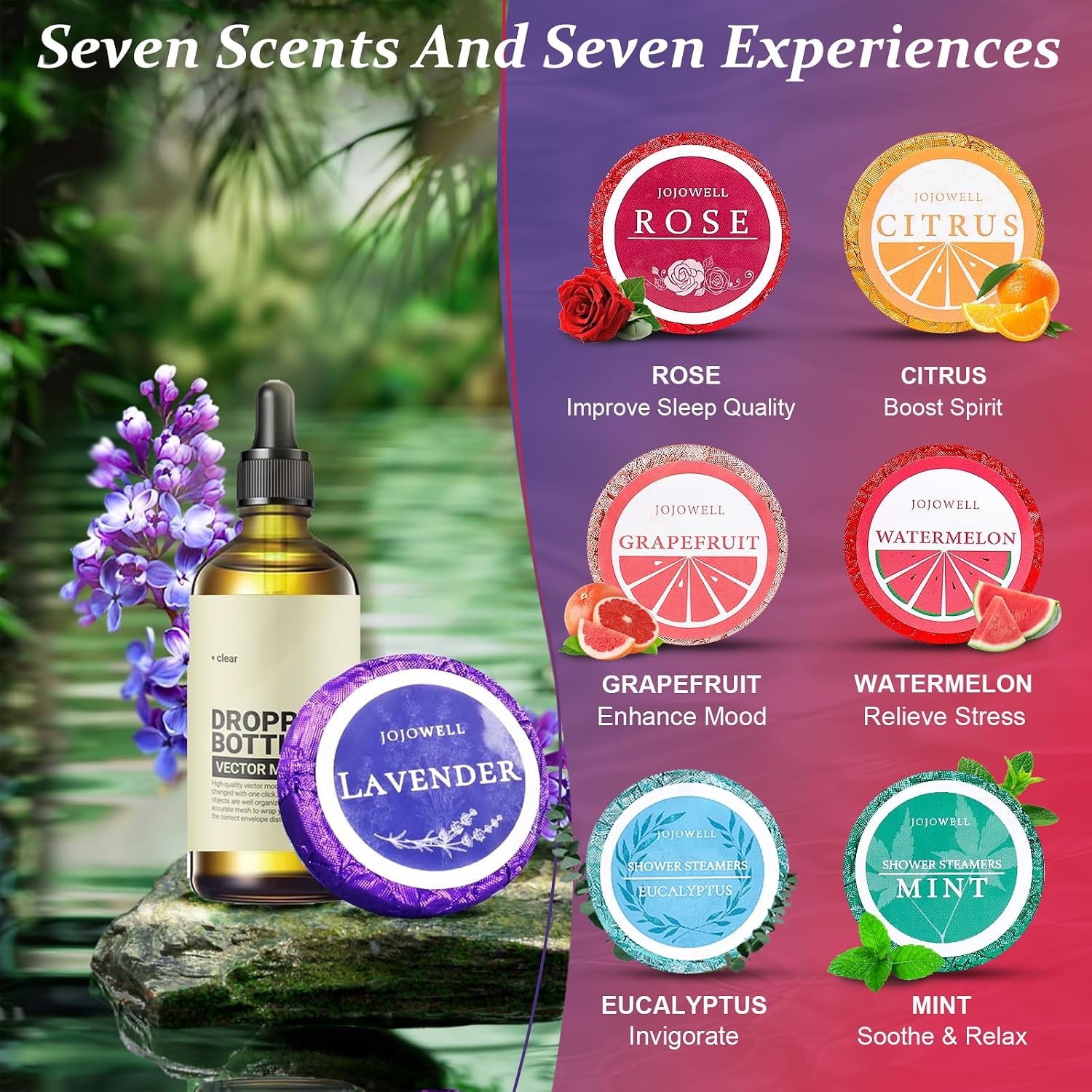 Detalle de JoJowell Shower Steamers, 21-Pack with 7 Essential-Oil Scents