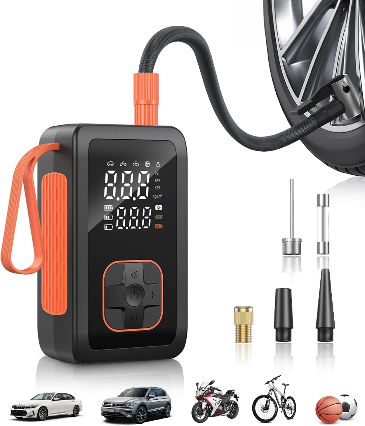 Detalle de Hafuloky Tire Inflator Portable Air Compressor (150 PSI) with Digital Gauge