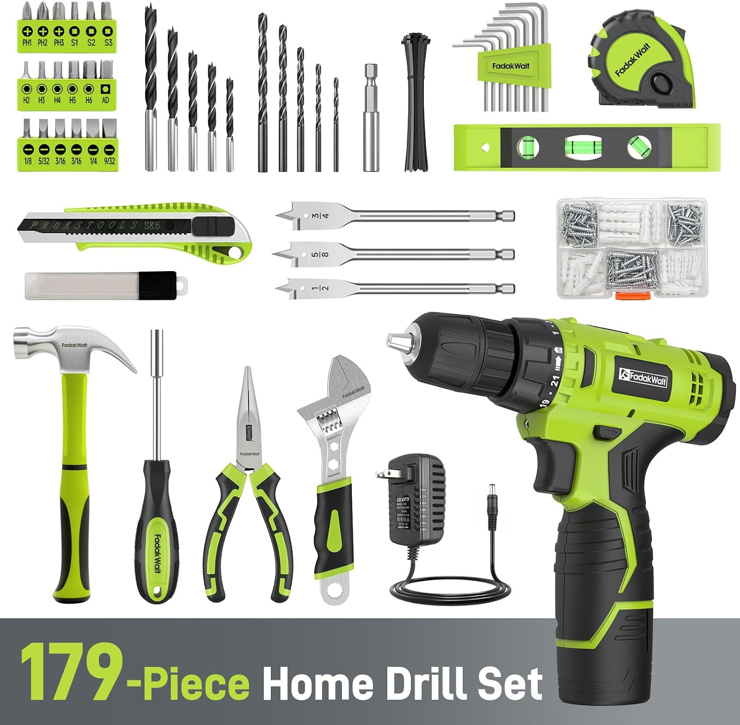 Thumbnail 1 de FADAKWALT 7120-2 20V Cordless Drill Kit, 3/8-Inch Chuck, 21+1 Clutch