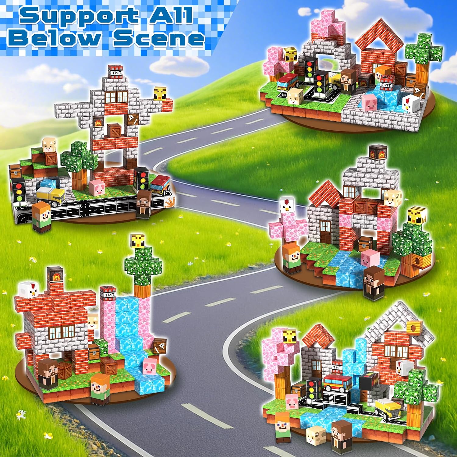 Detalle de Magneverse 200Pcs Magnetic Blocks — Magnetic Building Cubes for Kids (Ages 3+), 200-Piece Set with Storybook