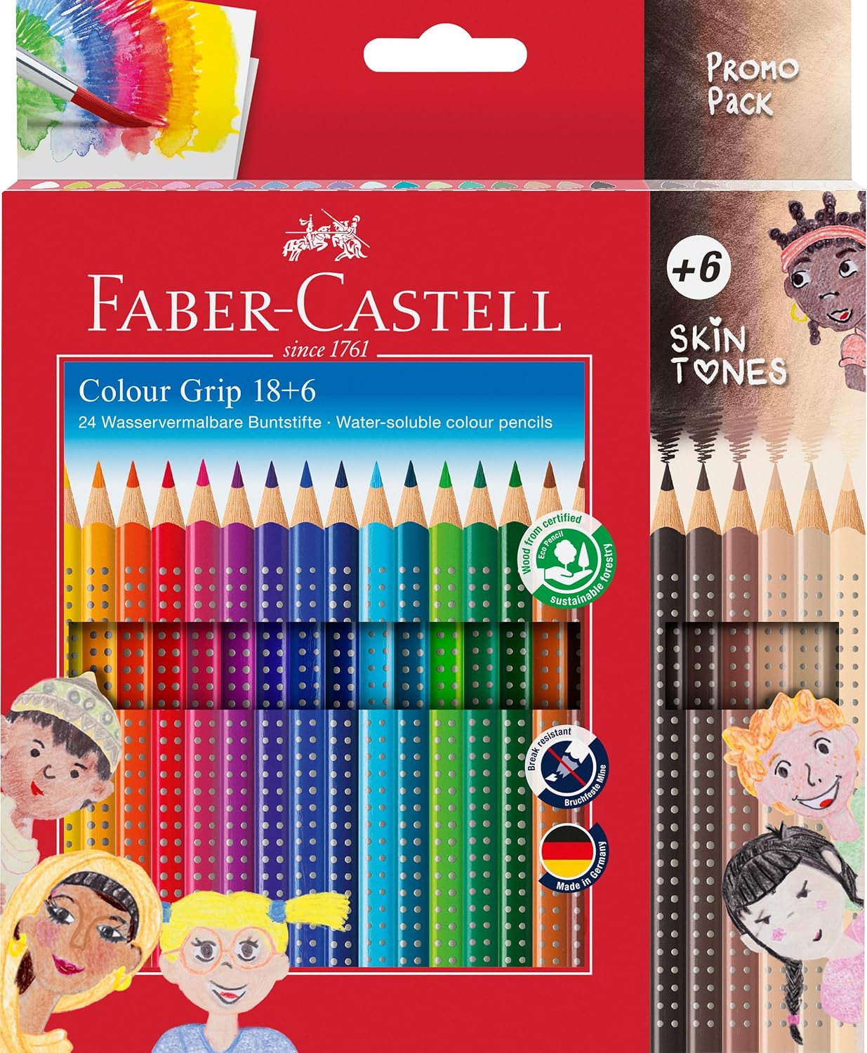 Detalle de Faber-Castell Buntstifte Set, 24 Farben mit Neonfarben – Griffstabilität und vielseitige Anwendung