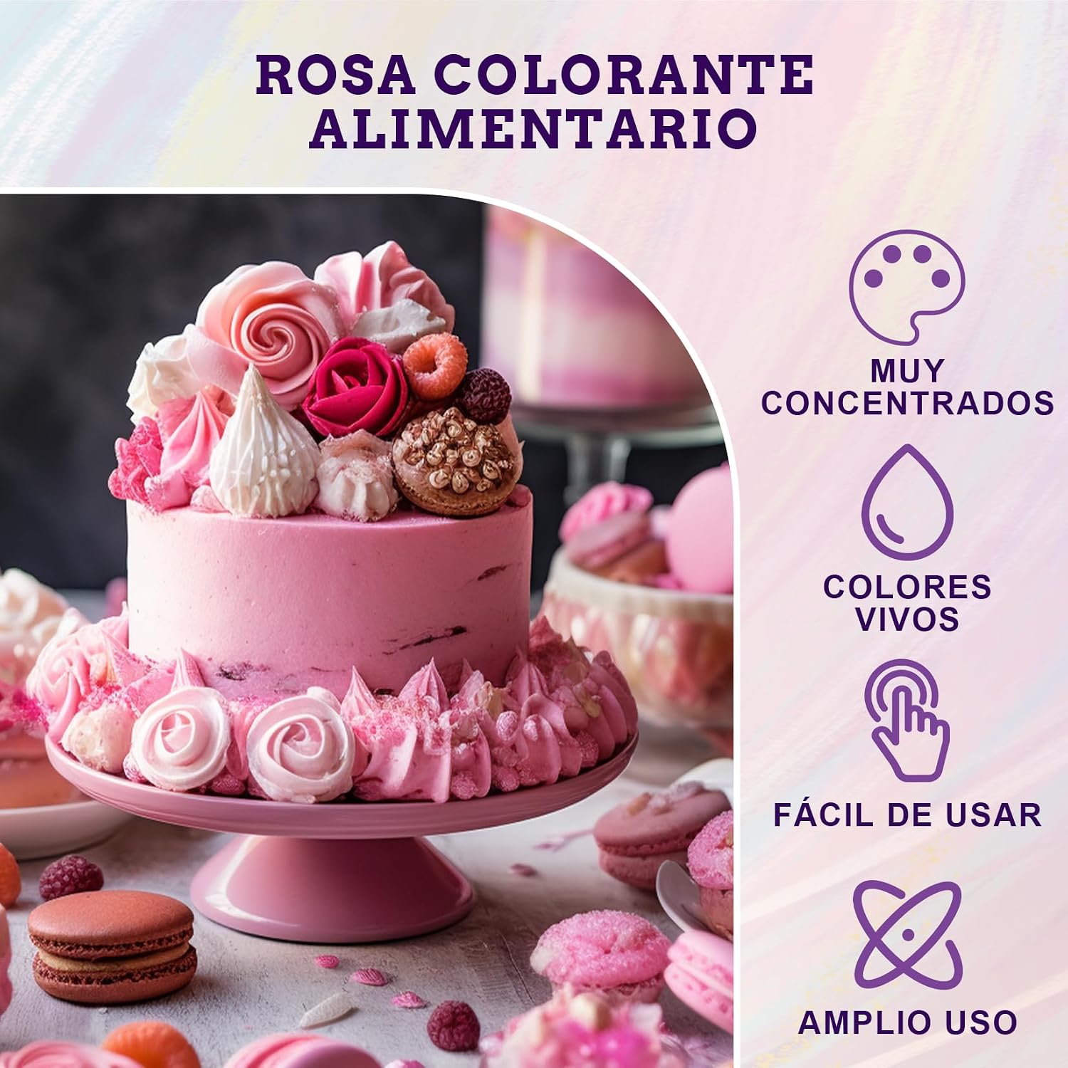 Detalle 2 de Colorante Alimentario Rosa 30ml x 3 - Alta Concentración, Repostería 🎨