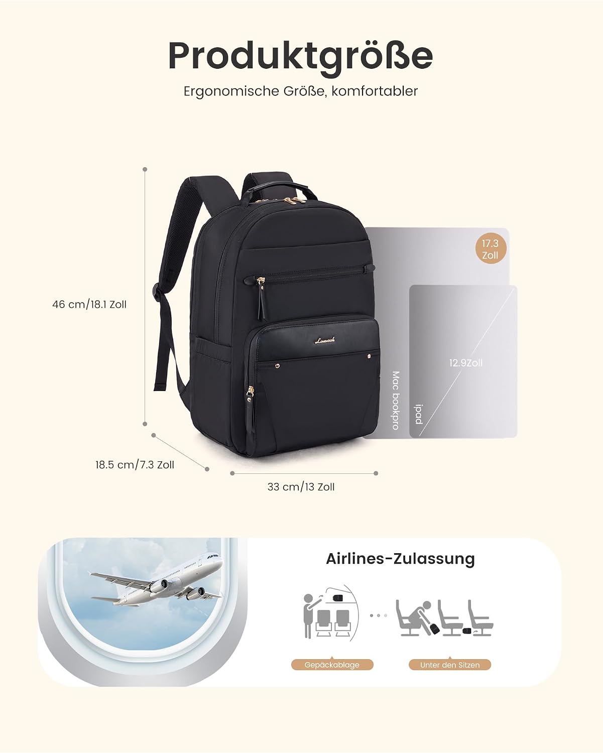 Detalle 2 de LOVEVOOK Laptop Rucksack 17 Zoll, wasserfest
