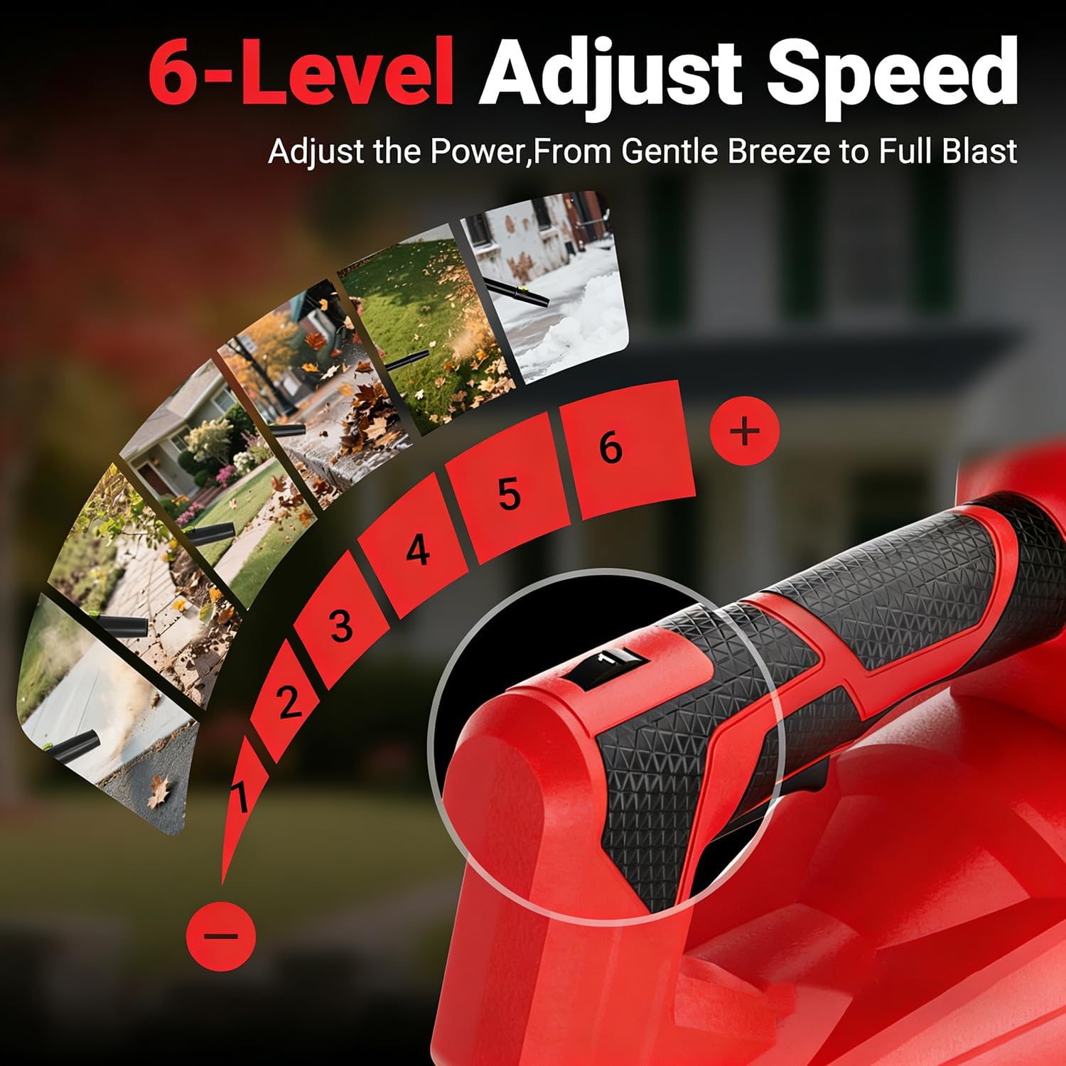 Detalle de Cordless Leaf Blower 21V with 2x2000mAh Batteries and Fast Charger