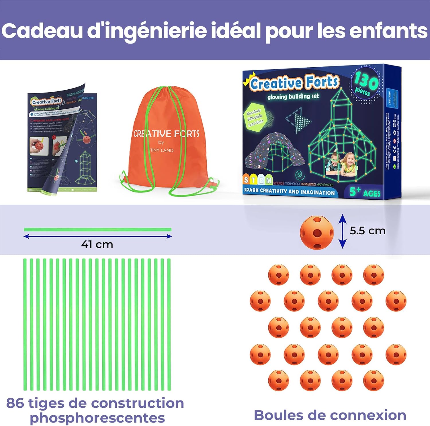 Detalle 2 de Tiny Land Kit Fort lumineux 130 pièces