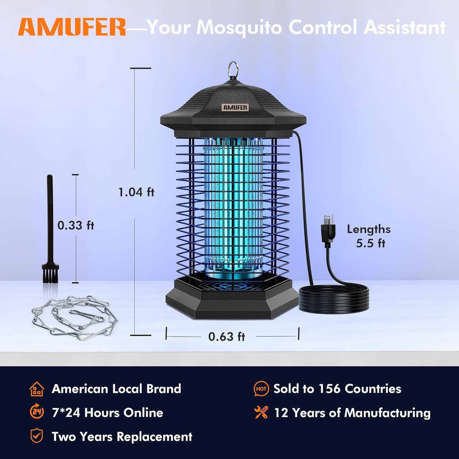 Thumbnail 6 de AMUFER Bug Zapper Outdoor Indoor, 18W Power & 4400V Grid — Up to 1/2 Acre Mosquito & Insect Control