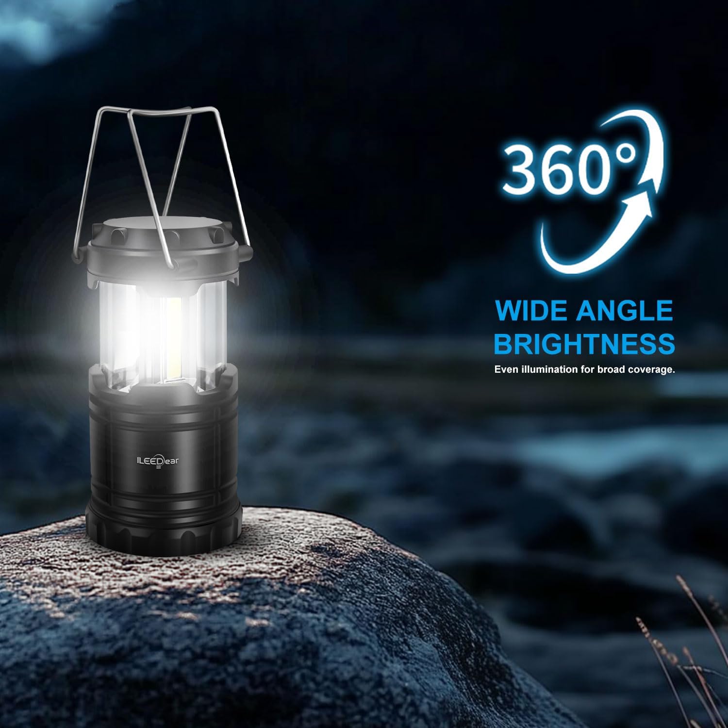 Detalle de ILEEDear Camping Battery Operated Lantern (Pack of 2) – Foldable Ultra Bright LED Lamp for Hiking, Emergencies and Power Failures