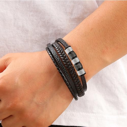 Thumbnail 2 de Pulsera de cuero para hombre Genérico con cierre magnético e acero inoxidable 316L