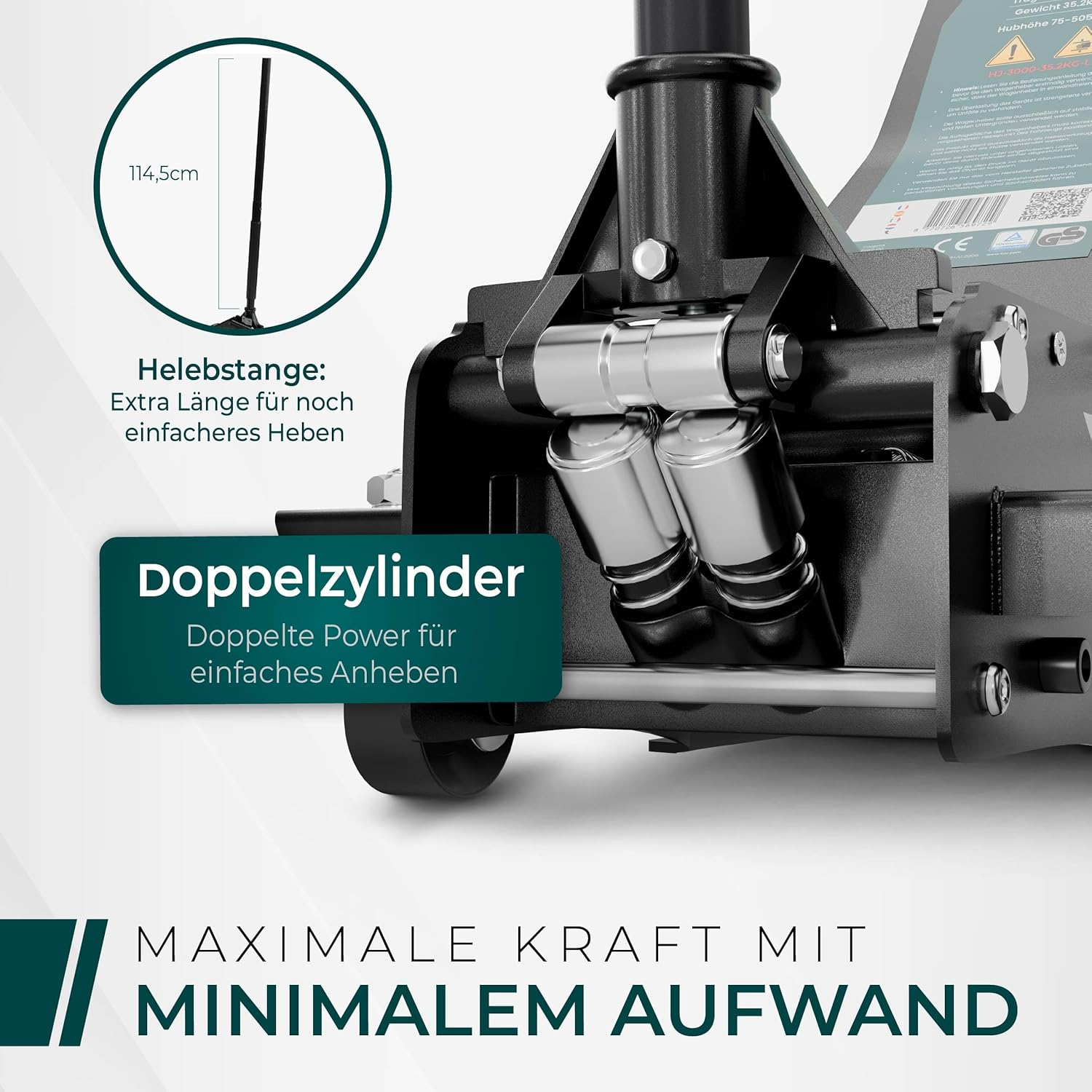 Thumbnail 5 de Hydraulischer Wagenheber CargoVA 3T PRO (75–505 mm) TÜV & GS zertifiziert