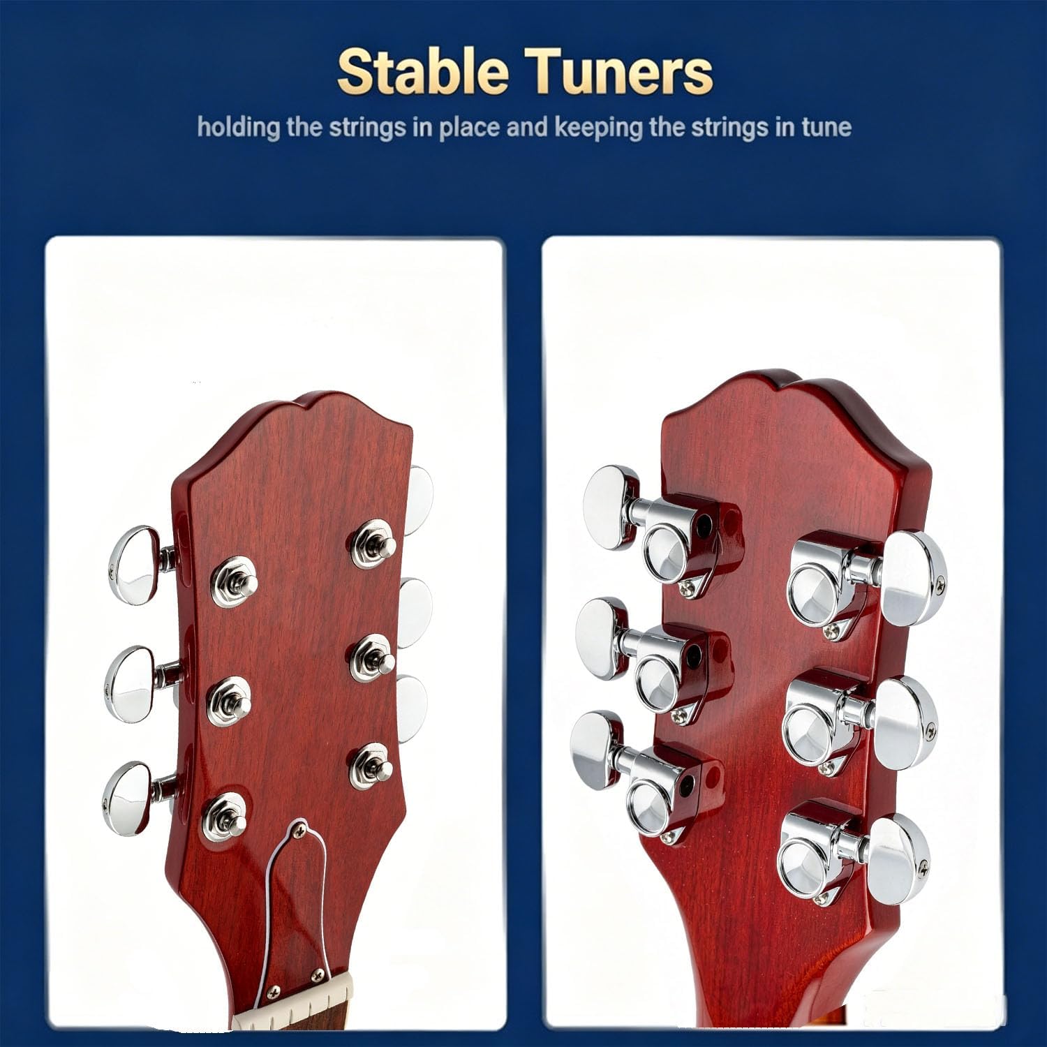 Thumbnail 6 de Zfyopr 6-Piece Locking Guitar Tuners, 3L3R Enclosed Zinc Alloy Machine Heads