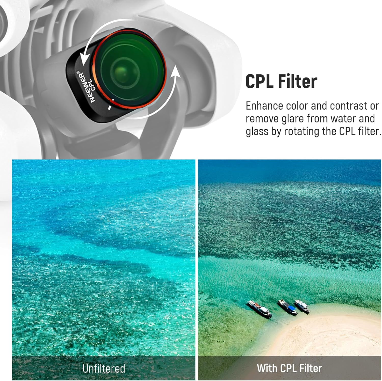 Thumbnail 2 de NEEWER 14er Filter Set für DJI Mini 4 Pro – ND/ND-PL, CPL & Pro Black Diffusion 1/4 (FL-B05)