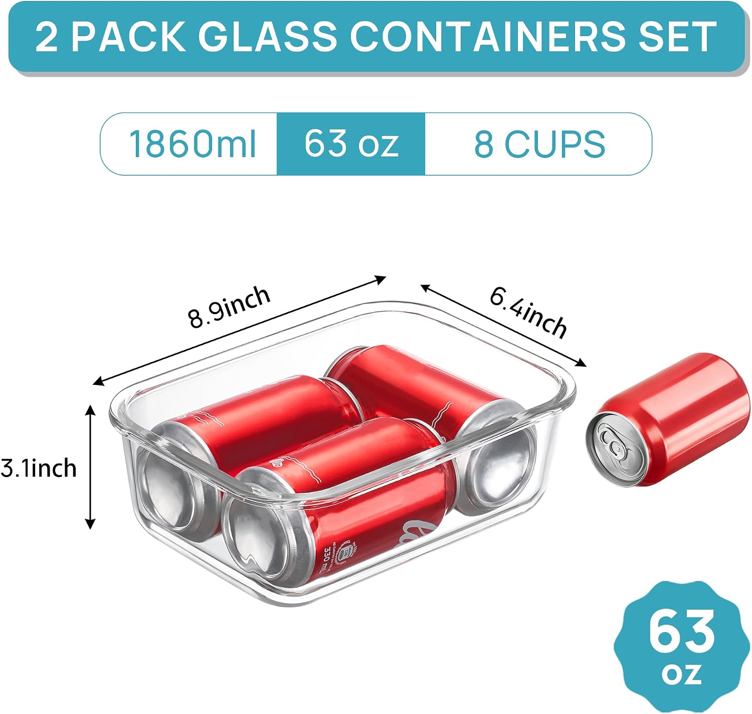 Detalle 2 de Vtopmart Glass Food Storage Containers, 63 oz