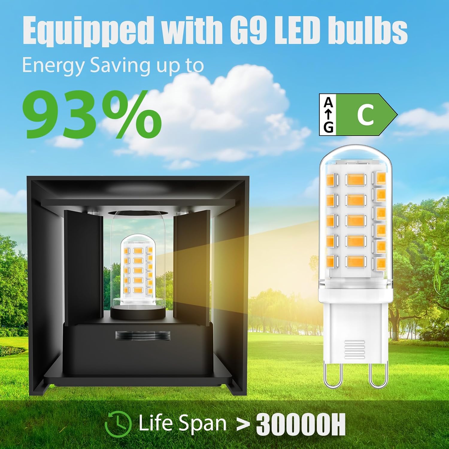 Thumbnail 2 de LED Wandleuchte für Innen & Außen mit austauschbarer G9-Lampe (1 Stück) – Graphitschwarz, 2700K warmweiß