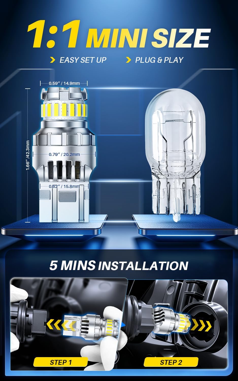 Detalle de AUTOONE LED reverse light bulb 7440