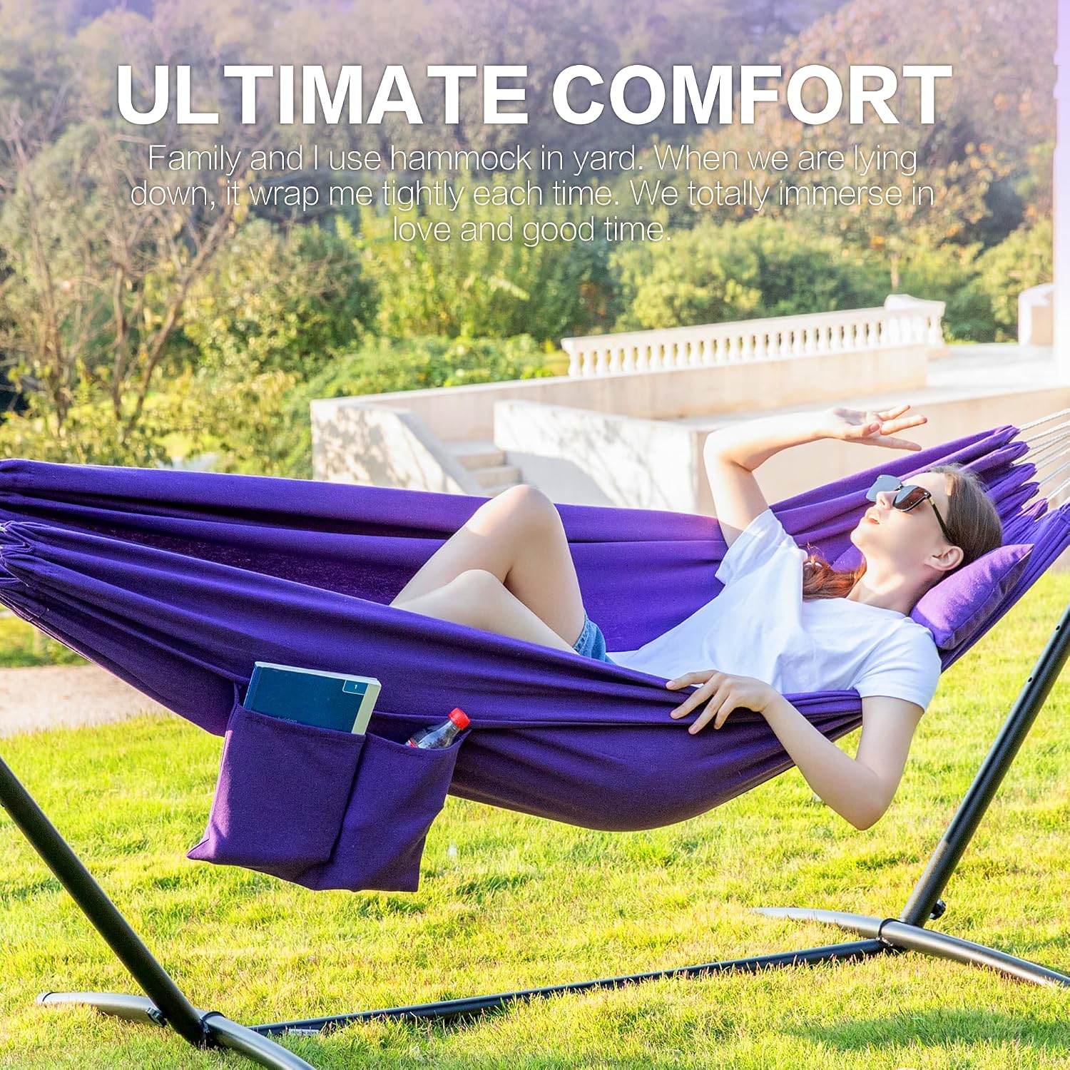 Detalle de Double Hammock with Stand in Purple