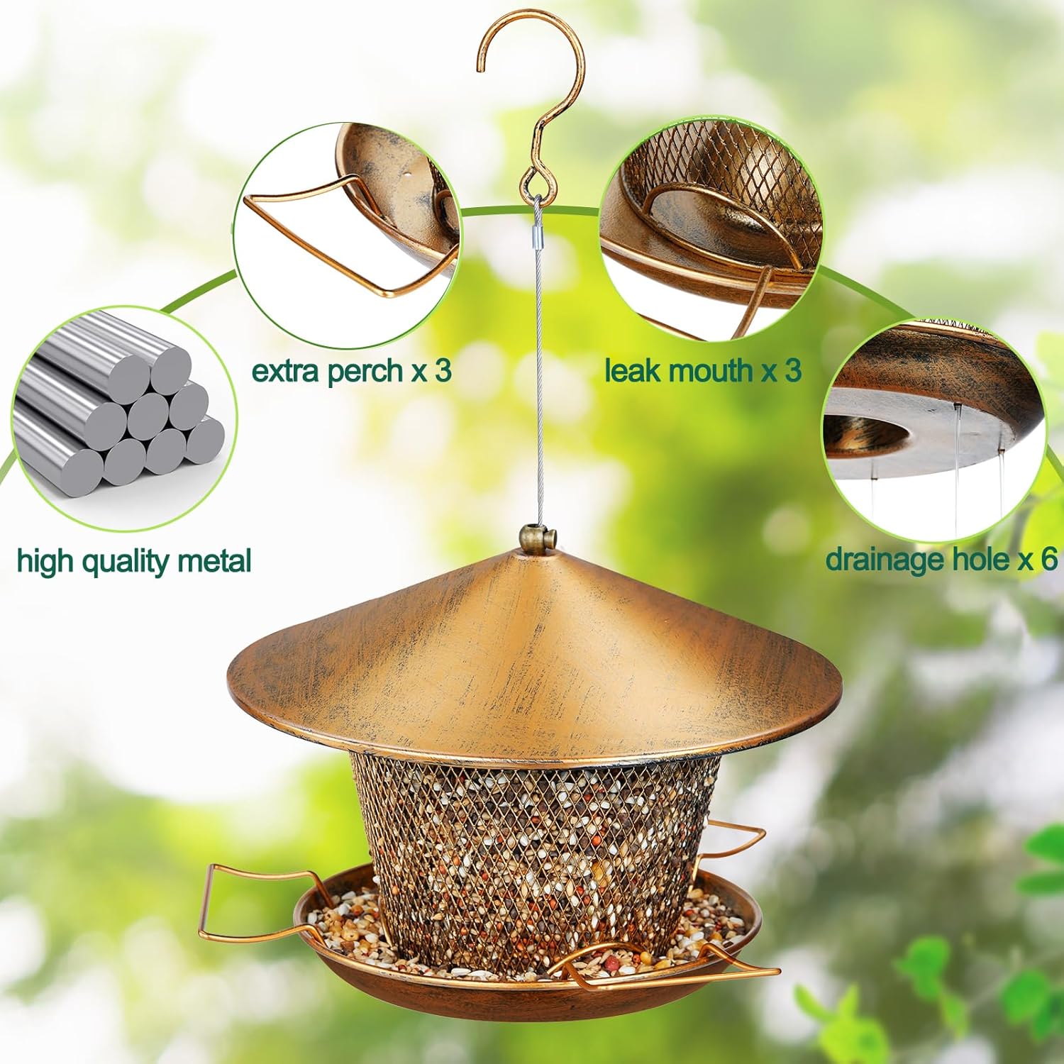 Thumbnail 2 de Samhe Metal Bird Feeder for Outdoor Hanging — Heavy-Duty, Weatherproof & Easy to Fill
