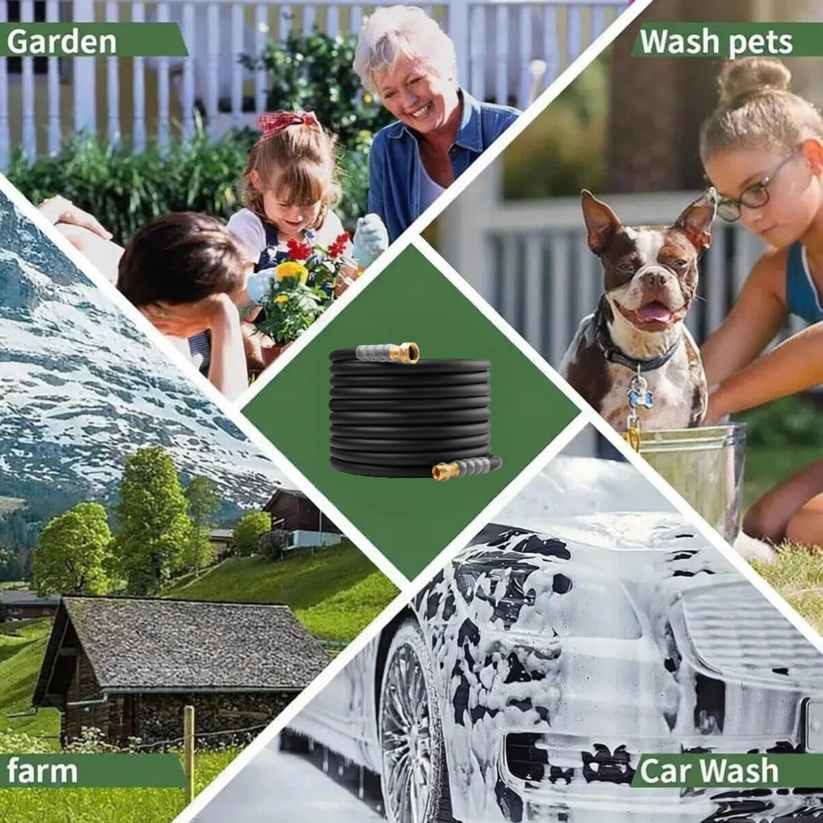 Thumbnail 6 de LANGARA 75 ft 5/8-Inch Hybrid Rubber Garden Hose, 300 PSI, Brass Fittings