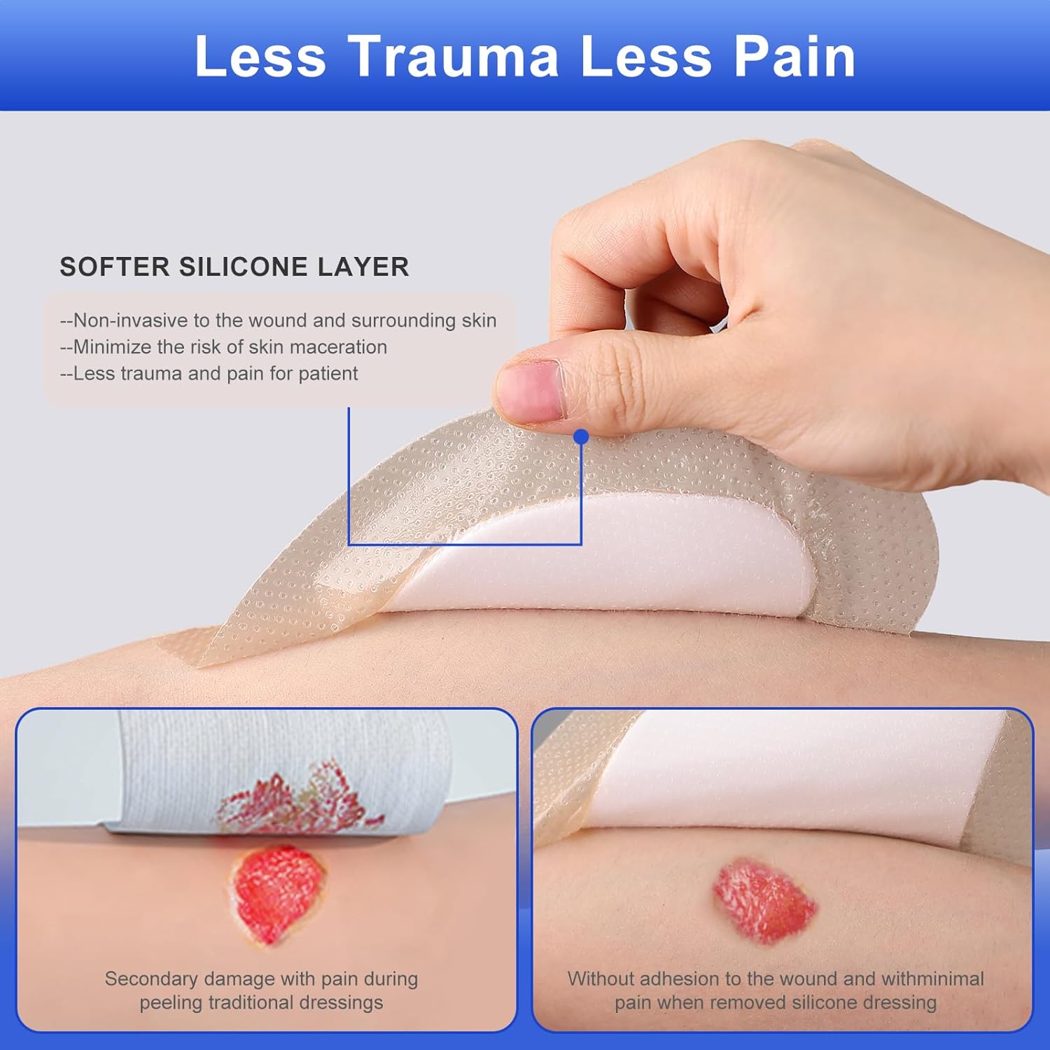 Thumbnail 4 de Niceful Sacral Silicone Foam Dressing (7.1 x 8 in, 5 pcs) for Large Wounds