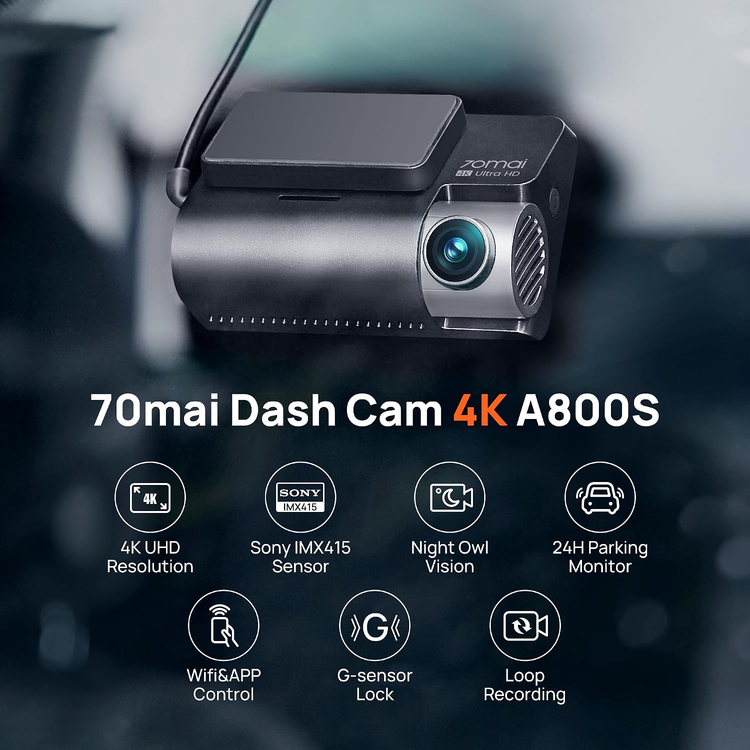 Thumbnail 1 de 70mai A800S-1 4K Front and Rear Dash Cam with GPS and ADAS