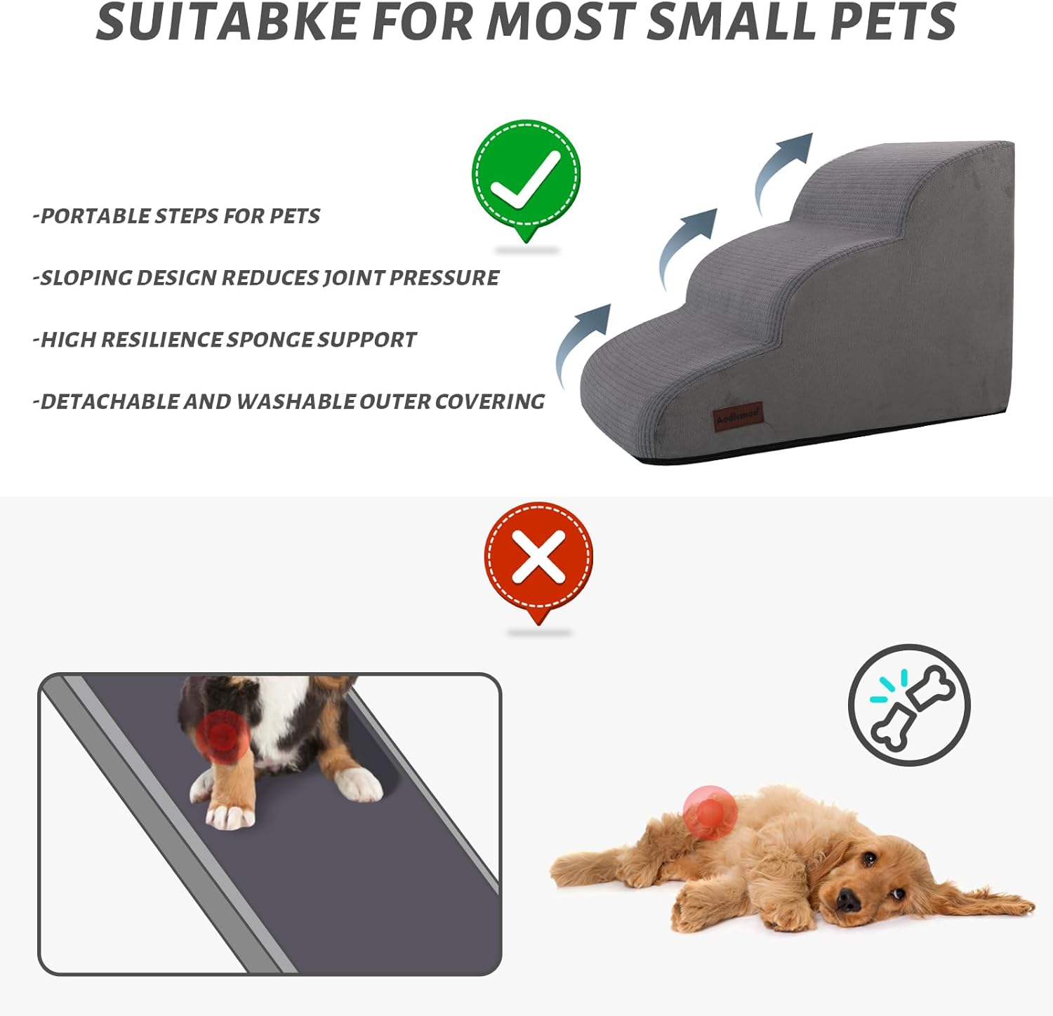 Detalle 2 de Aodisman 3-Step Dog Ramp 15.7" H