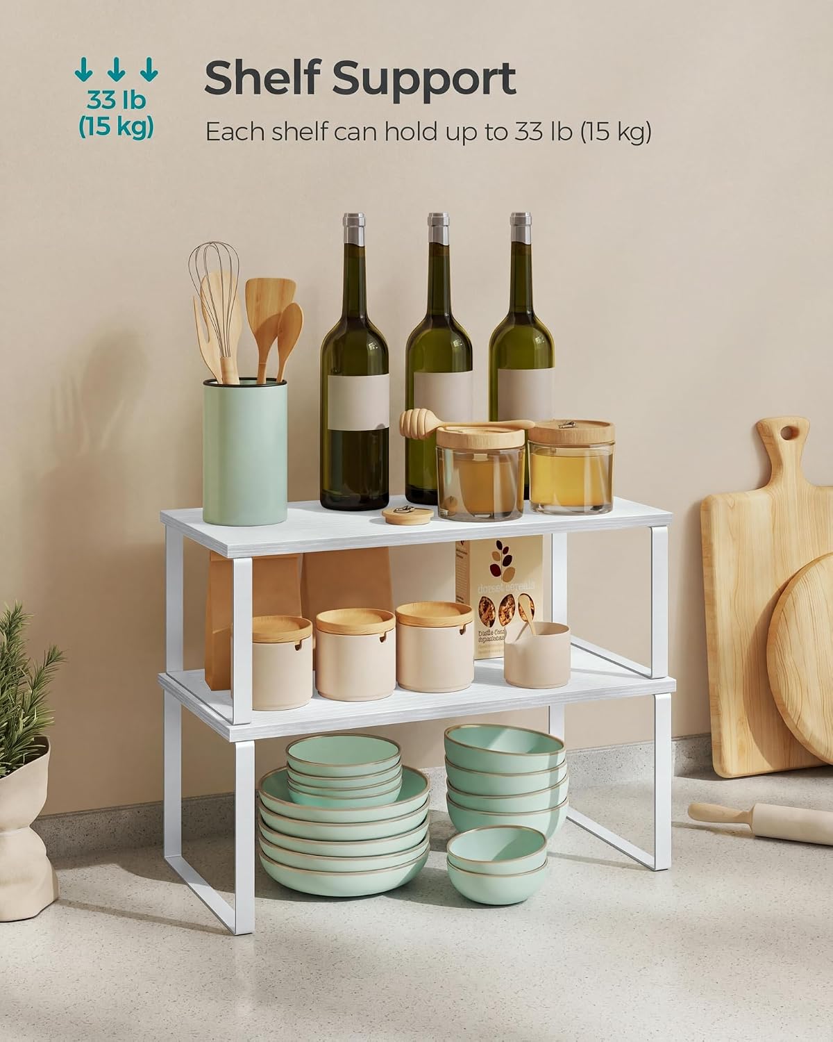 Thumbnail 3 de SONGMICS KCS025W01 Expandable Spice Rack Set, Stackable Steel and Particleboard