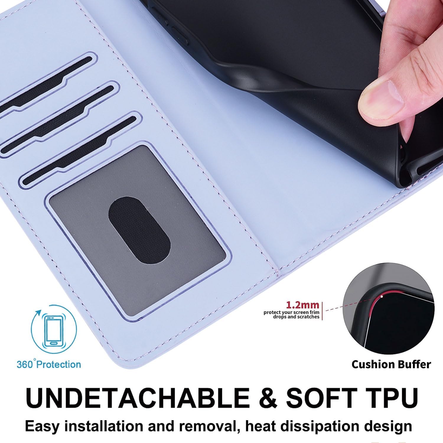 Detalle de Nbziyoo Flip Wallet Hülle für Samsung Galaxy S25 Plus / S24 Plus – Lila, Kartenfach, Magnetverschluss, Standfunktion