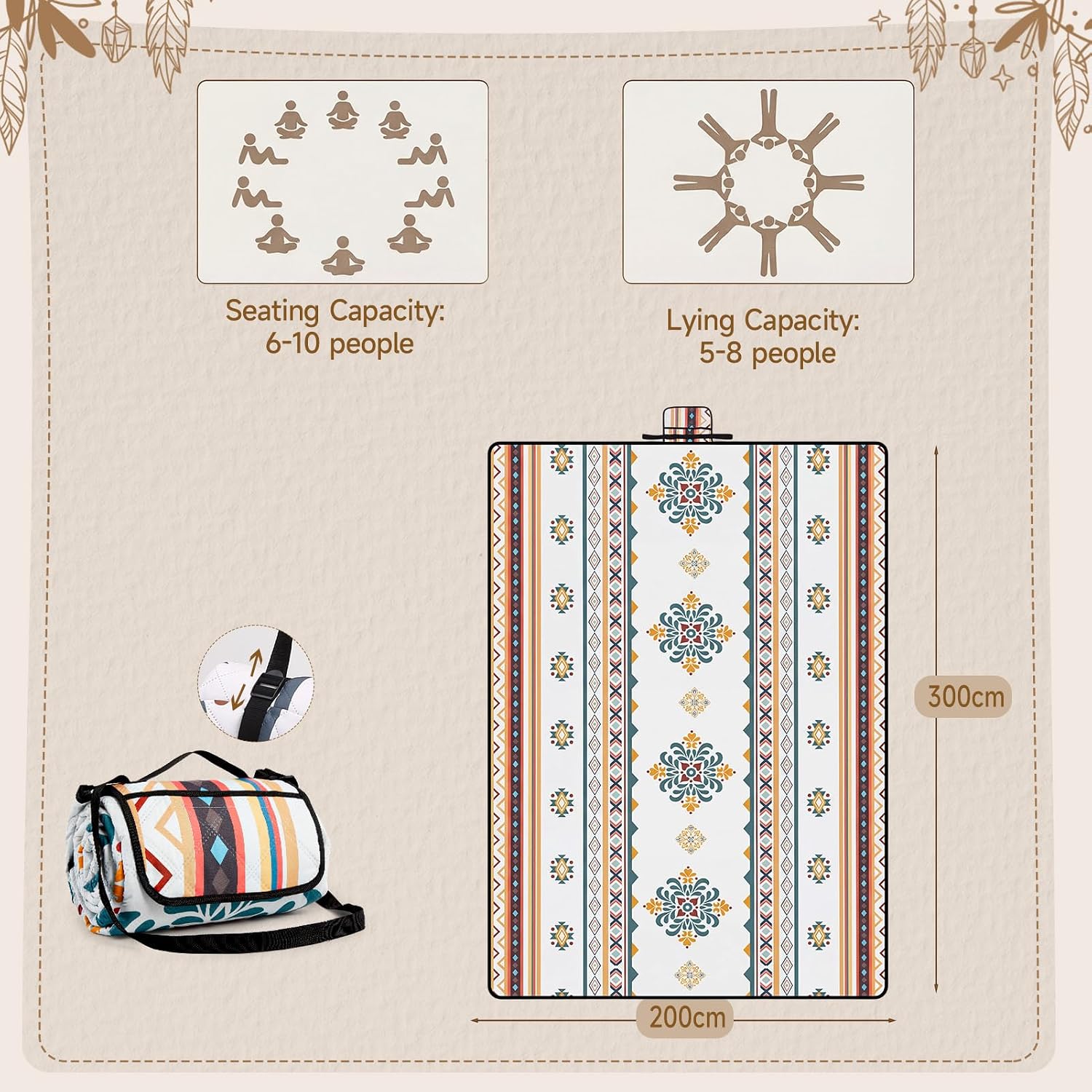 Thumbnail 2 de HAUSPROFI Picnic Blanket 200 x 300 cm – Large Waterproof Outdoor Mat