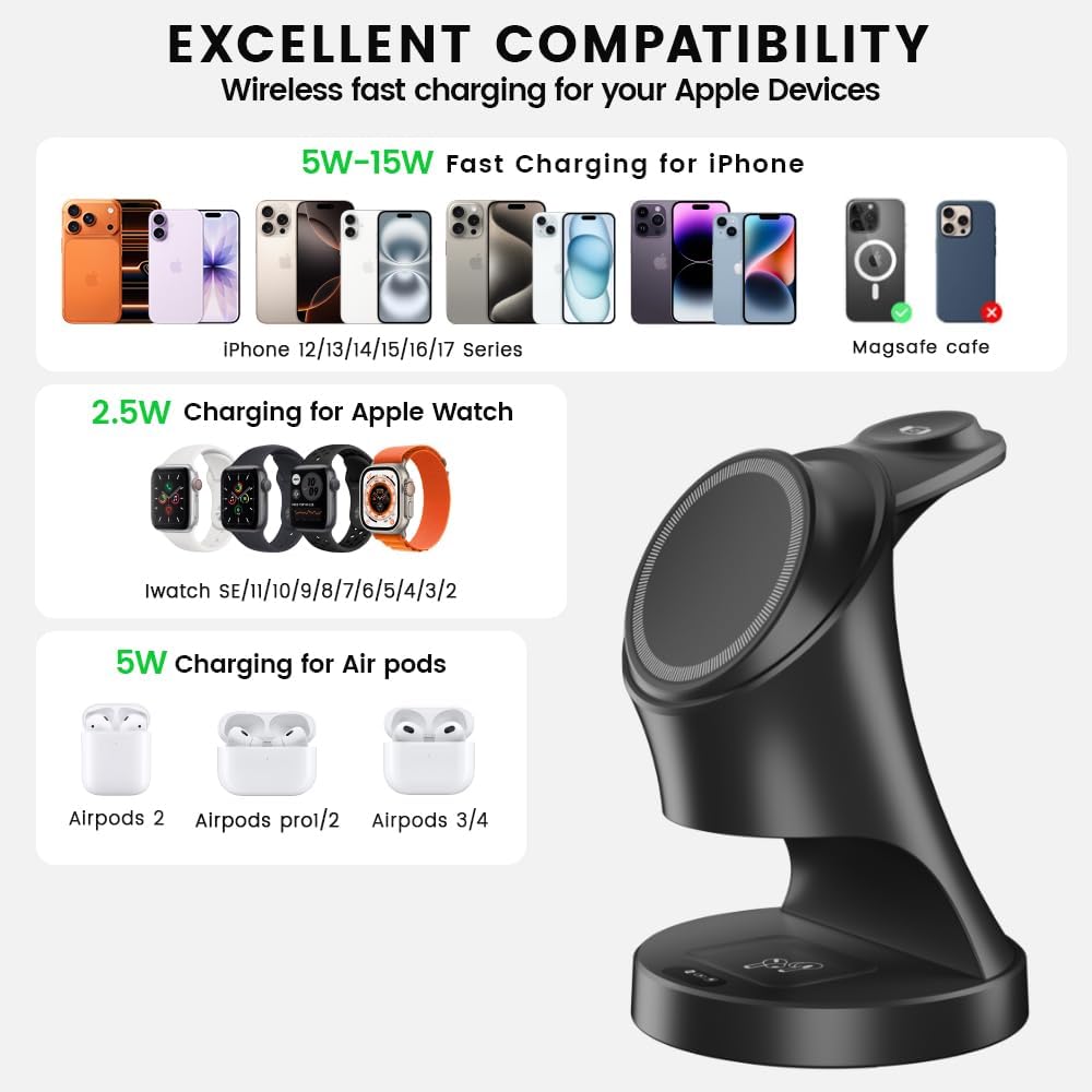 Thumbnail 2 de 3 in 1 Wireless Charging Station for Apple Devices