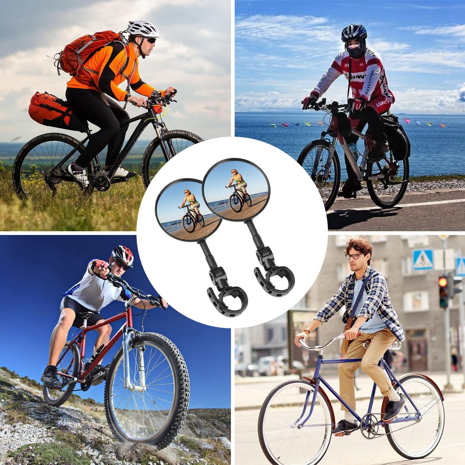 Thumbnail 4 de Xynovate 2 rétroviseurs vélo 360° réglables avec miroir convexe HD (paire)