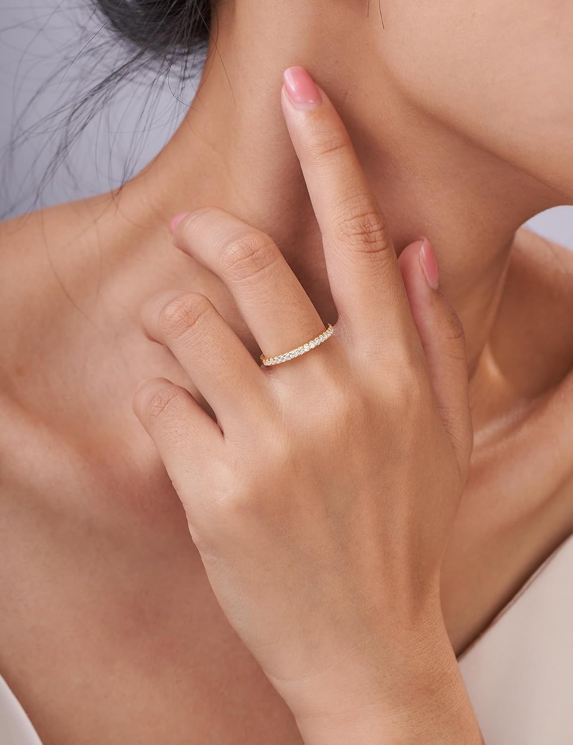 Detalle 2 de IMOLOVE Moissanite Wedding Band, 925 Sterling Silver