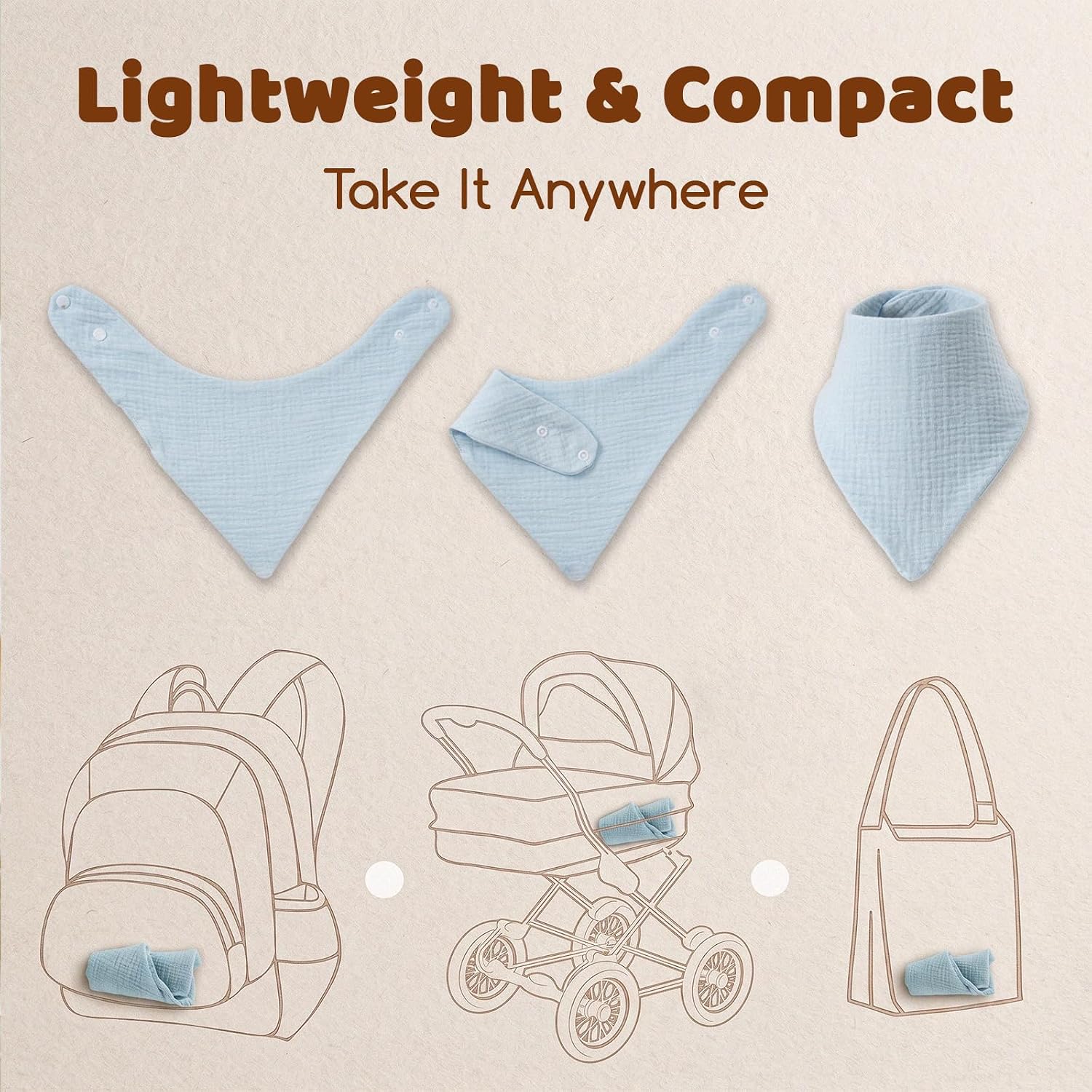 Thumbnail 6 de COOROBIN 8-Pack Muslin Baby Bibs with 2 Teethers, Adjustable 100% Cotton