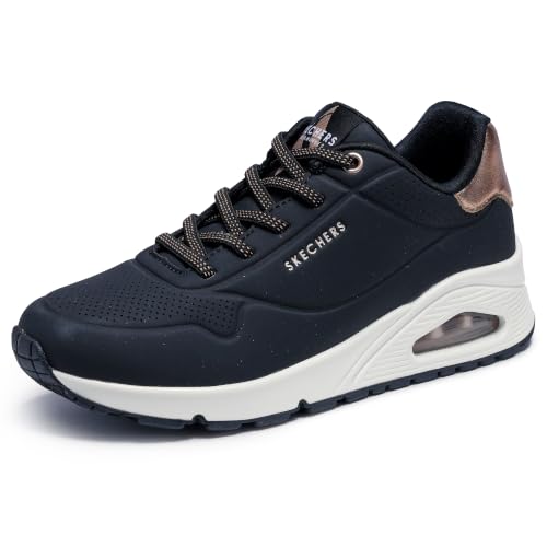 Thumbnail 6 de Skechers Donna Uno Shimmer Away Trainers - Durabuck Nero con zeppa, 37.5 EU