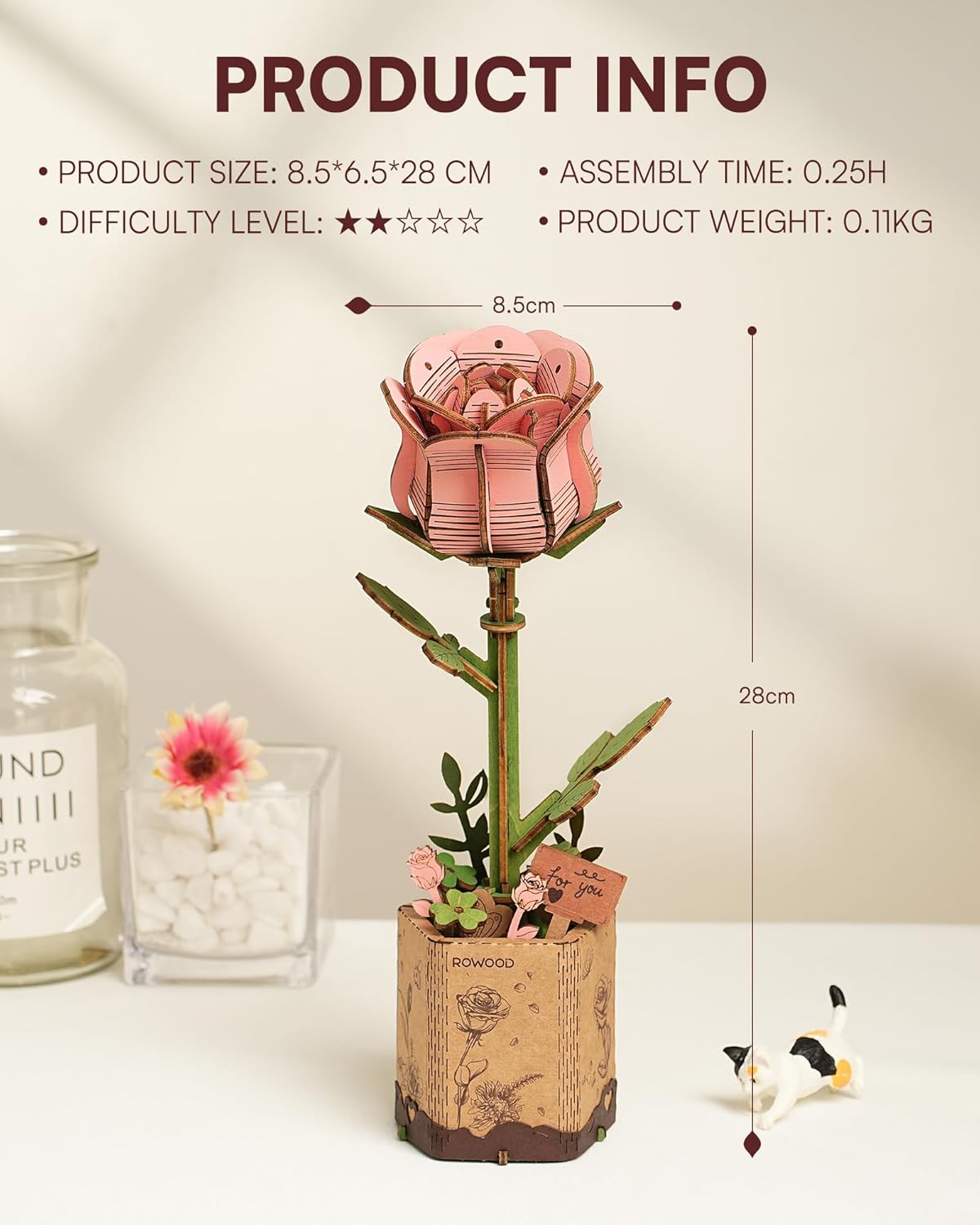 Thumbnail 3 de ROWOOD 3D Puzzle Pinke Rose 🧩