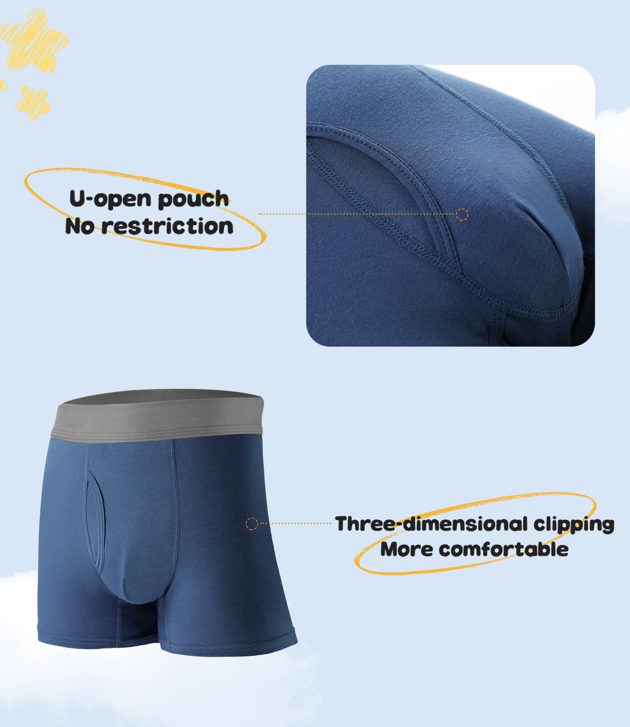 Detalle de BAMBOO COOL Boys' Boxer Briefs 6-18Y: Tagless, Moisture-Wicking Comfort in a 6-Pack