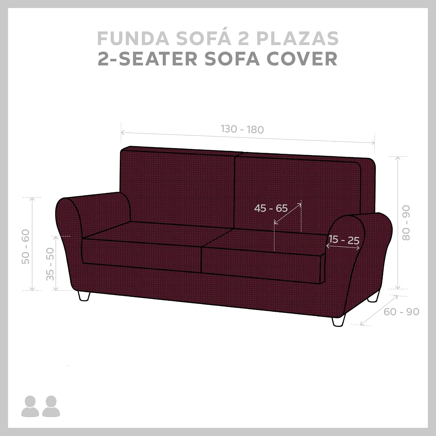 Thumbnail 2 de Textilhome Copridivano 2 posti con braccioli rosso, fodera elasticizzata antigraffio per gatti (130–180 cm)