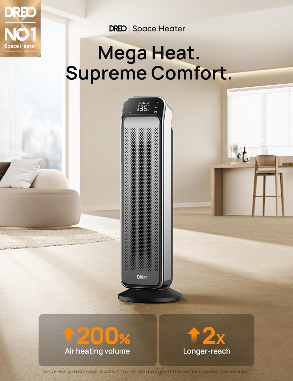 Thumbnail 1 de Dreo 25 Inch Electric Heater, 70° Oscillating