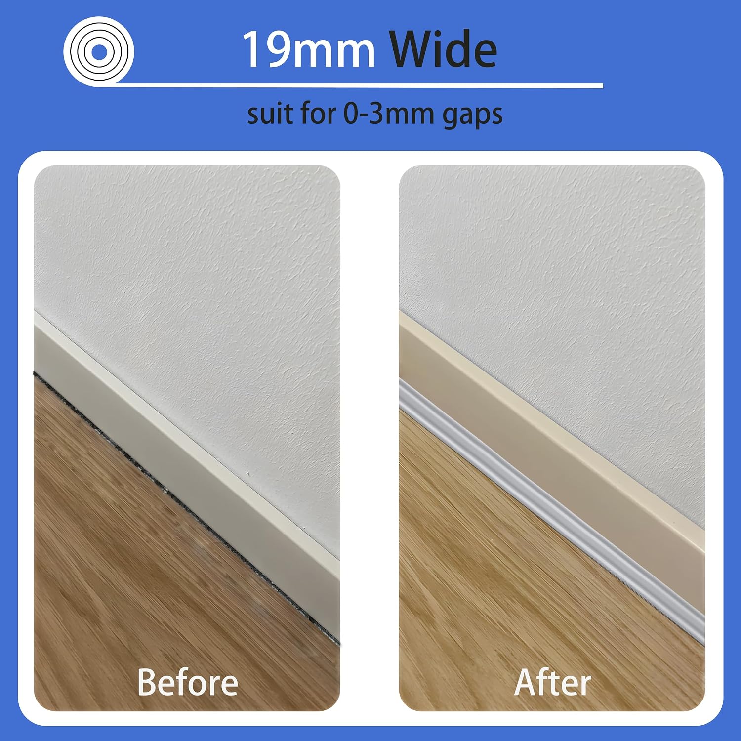 Detalle 1 de Zayejod Qua908 zelfklevende PVC-hoekstrip, grijs, 3 m, 19 x 13 mm