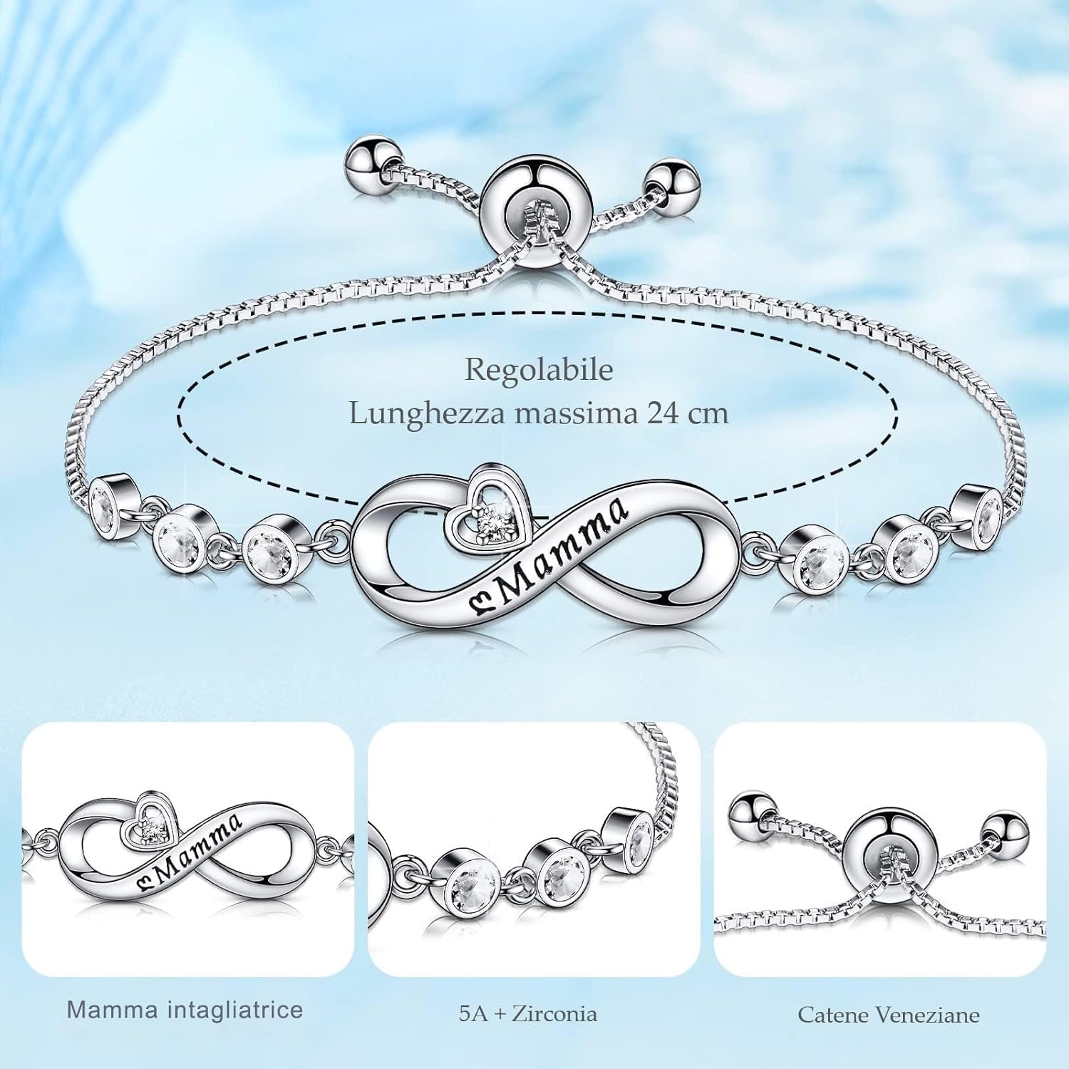 Thumbnail 2 de VGWON Bracciale Regalo Mamma in argento 925 con cuore infinito