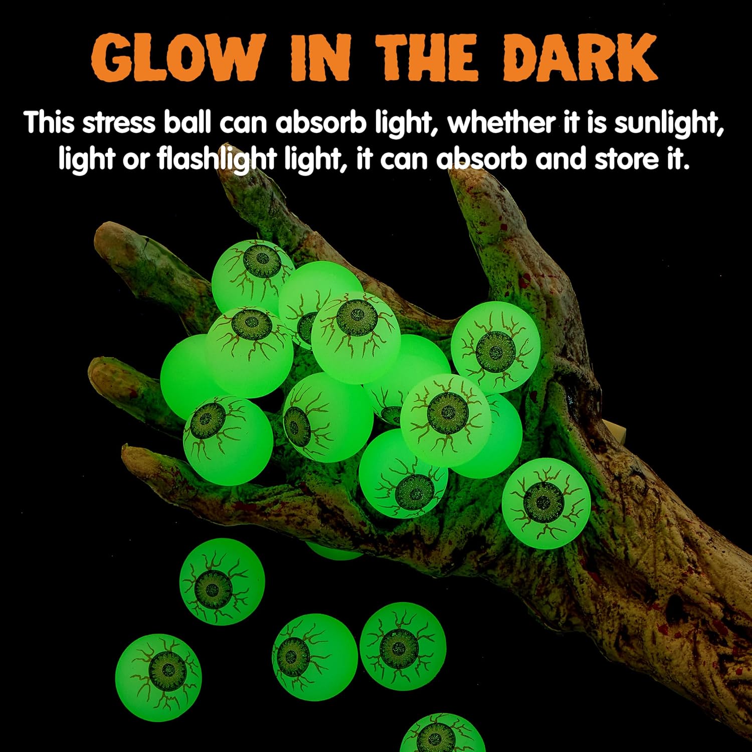Detalle de JOYIN 17690 Halloween Glow Eyeball Bouncy Balls, 24-Pack, 1-Inch