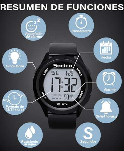 Thumbnail 7 de SOCICO Reloj Digital Deportivo Resistente al Agua ⌚