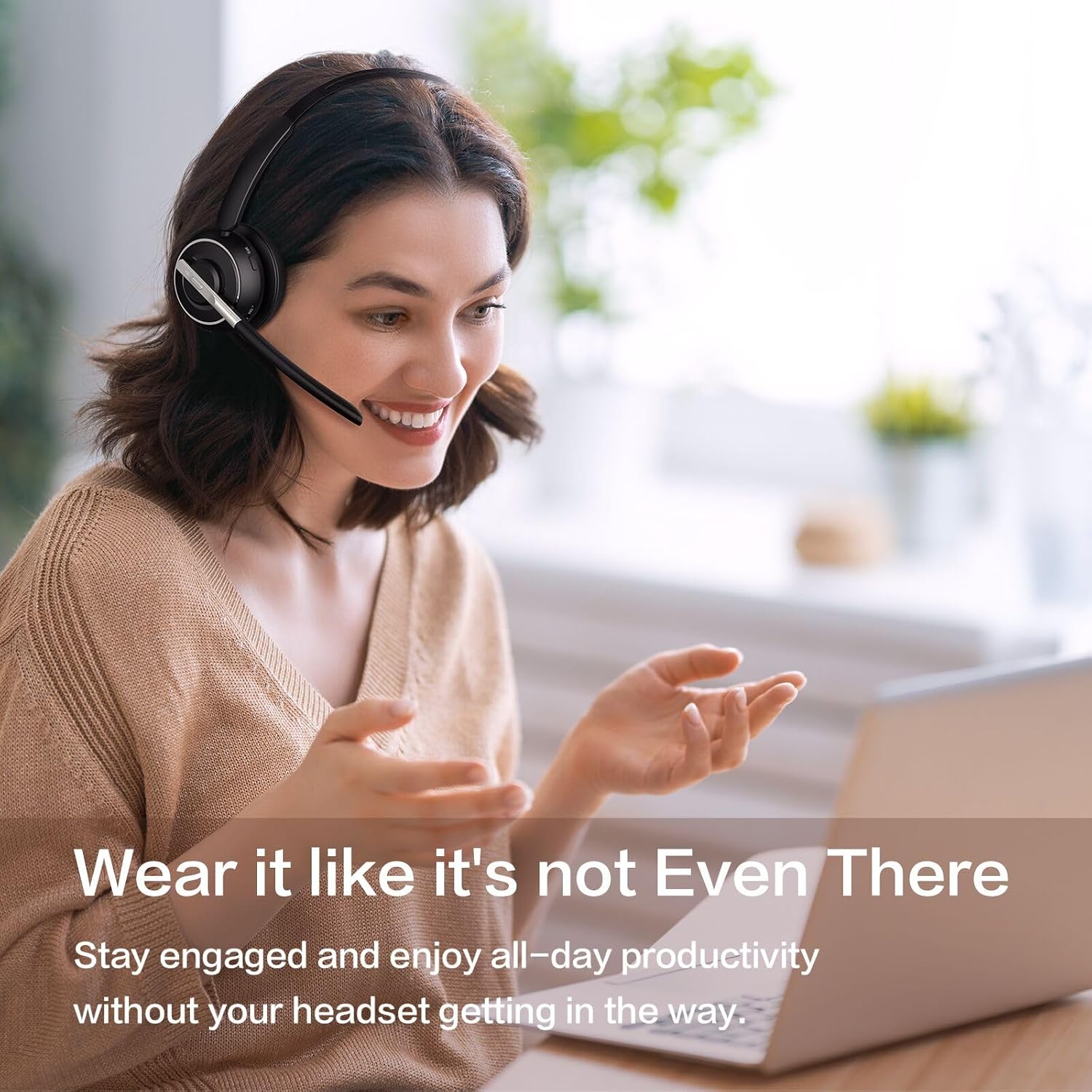 Thumbnail 6 de OTYHVV KH122M Wireless Work Headset with AI Noise-Canceling Mic and USB Dongle