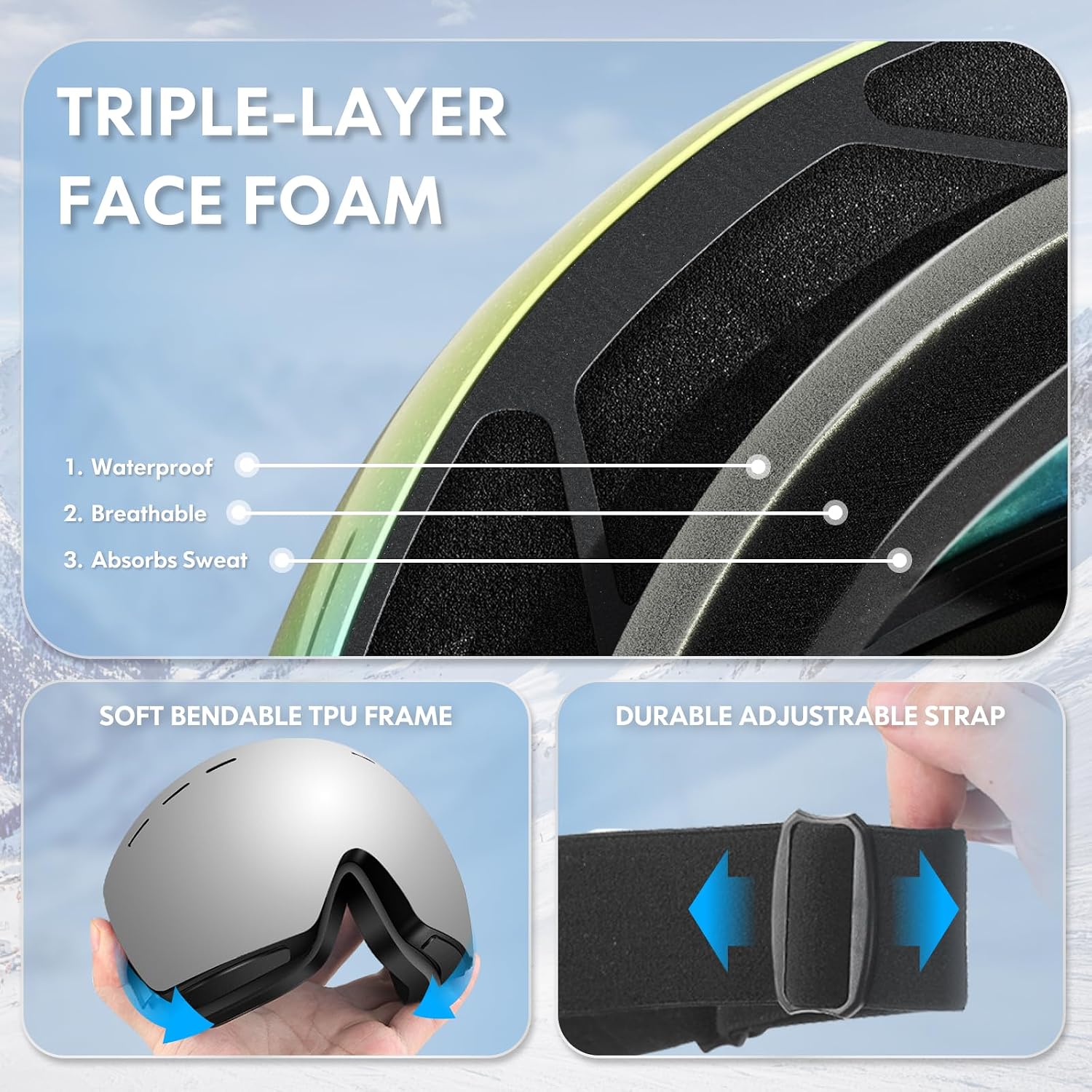 Thumbnail 4 de DADA-PRO Ski Goggles OTG 20% Wider View