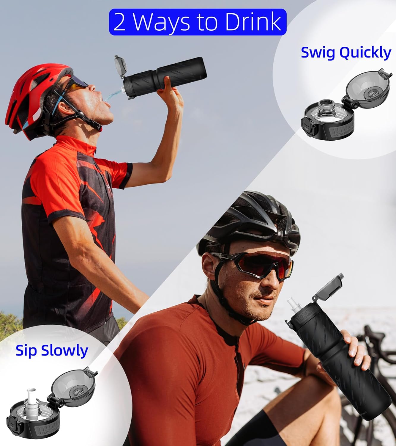 Thumbnail 4 de MYFOREST 700ml Borraccia Termica per Bici – rivestimento in acciaio chirurgico, apertura rapida e impugnatura robusta (Tempesta nera)