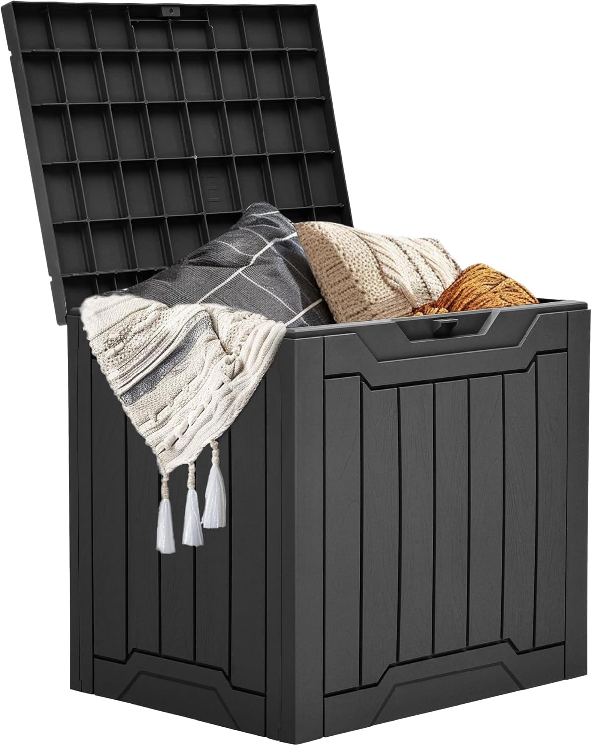 Thumbnail 1 de YITAHOME Outdoor Resin Storage Box 31 Gal (Black) – Water-resistant, lockable deck box for garden items