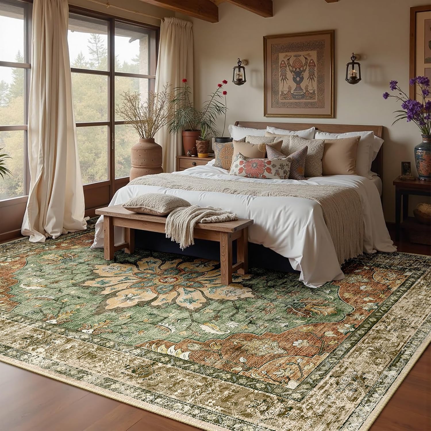 Detalle de RELEANY Area Rug 8x10 Washable Non-Slip 📐