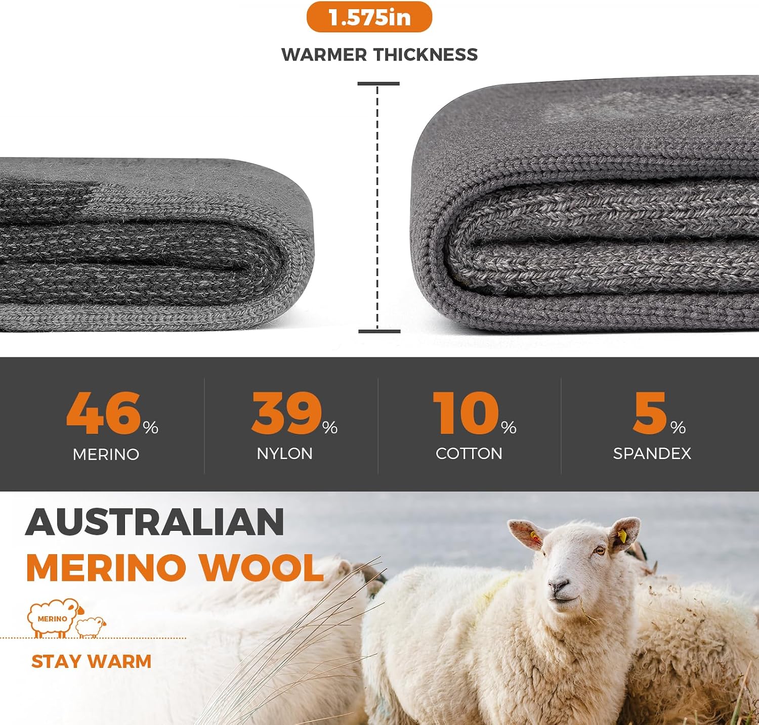 Thumbnail 4 de Merino Wool Thermal Walking Hiking Socks 3 pairs