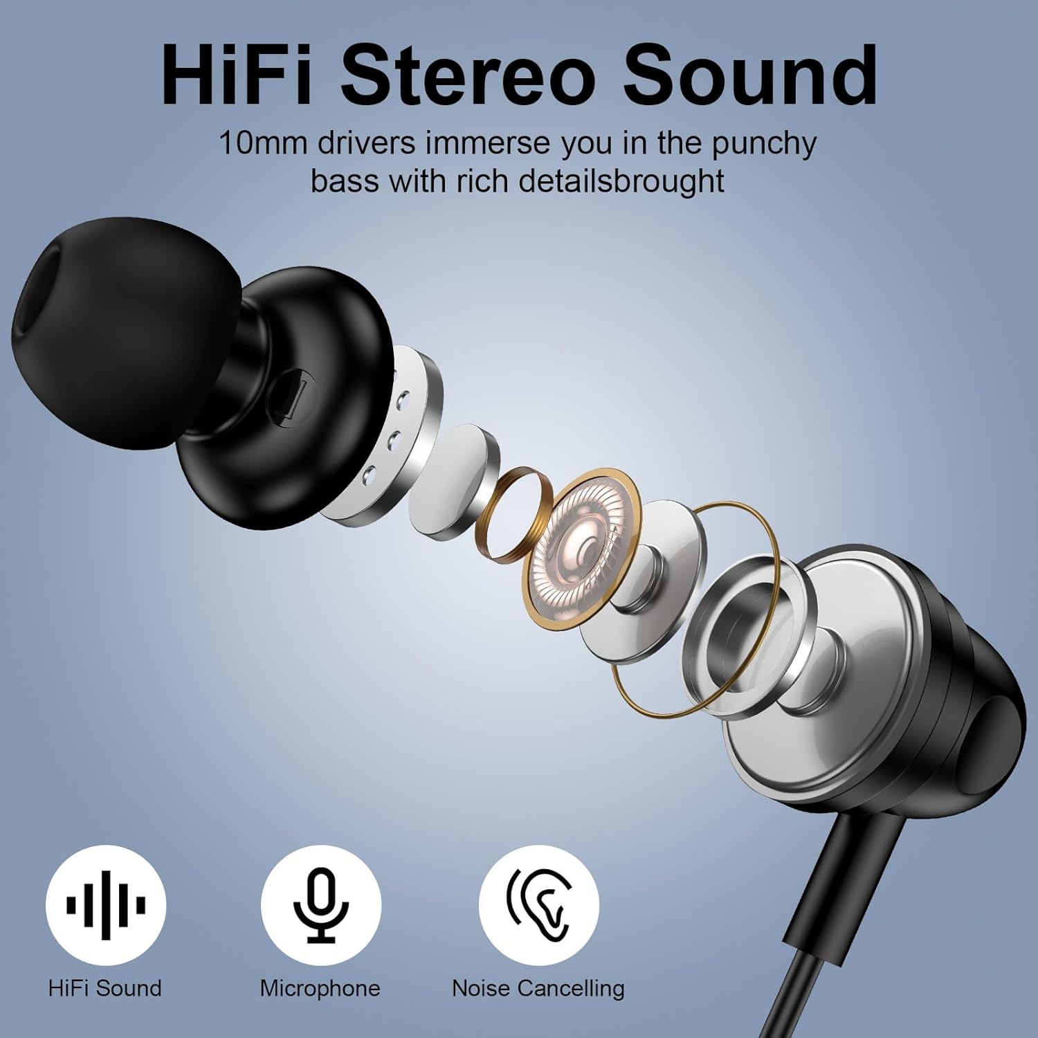 Thumbnail 2 de Wired USB‑C Earphones with Microphone for iPhone & Android – In‑Ear Earbuds with DAC