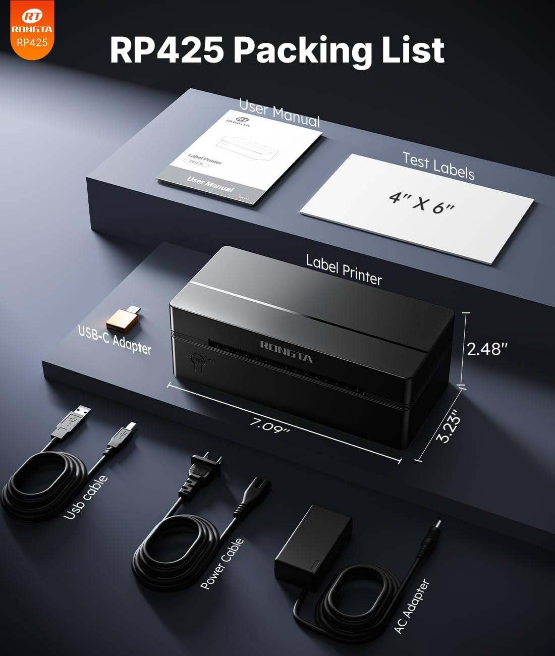 Thumbnail 6 de Rongta RP425 Bluetooth Wireless 4x6 Thermal Shipping Label Printer for iOS and Android