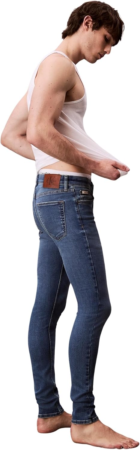 Detalle de Calvin Klein Skinny Canyon Blue Jean unisex in denim elasticizzato a 5 tasche